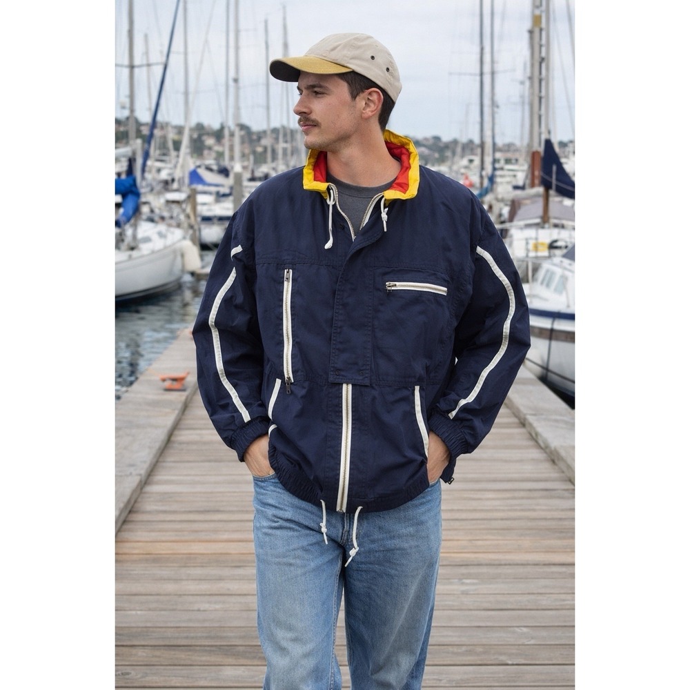 Vintage Melbourne Classix Windbreaker Jacket Navy Reflective 80s‎ 90s M